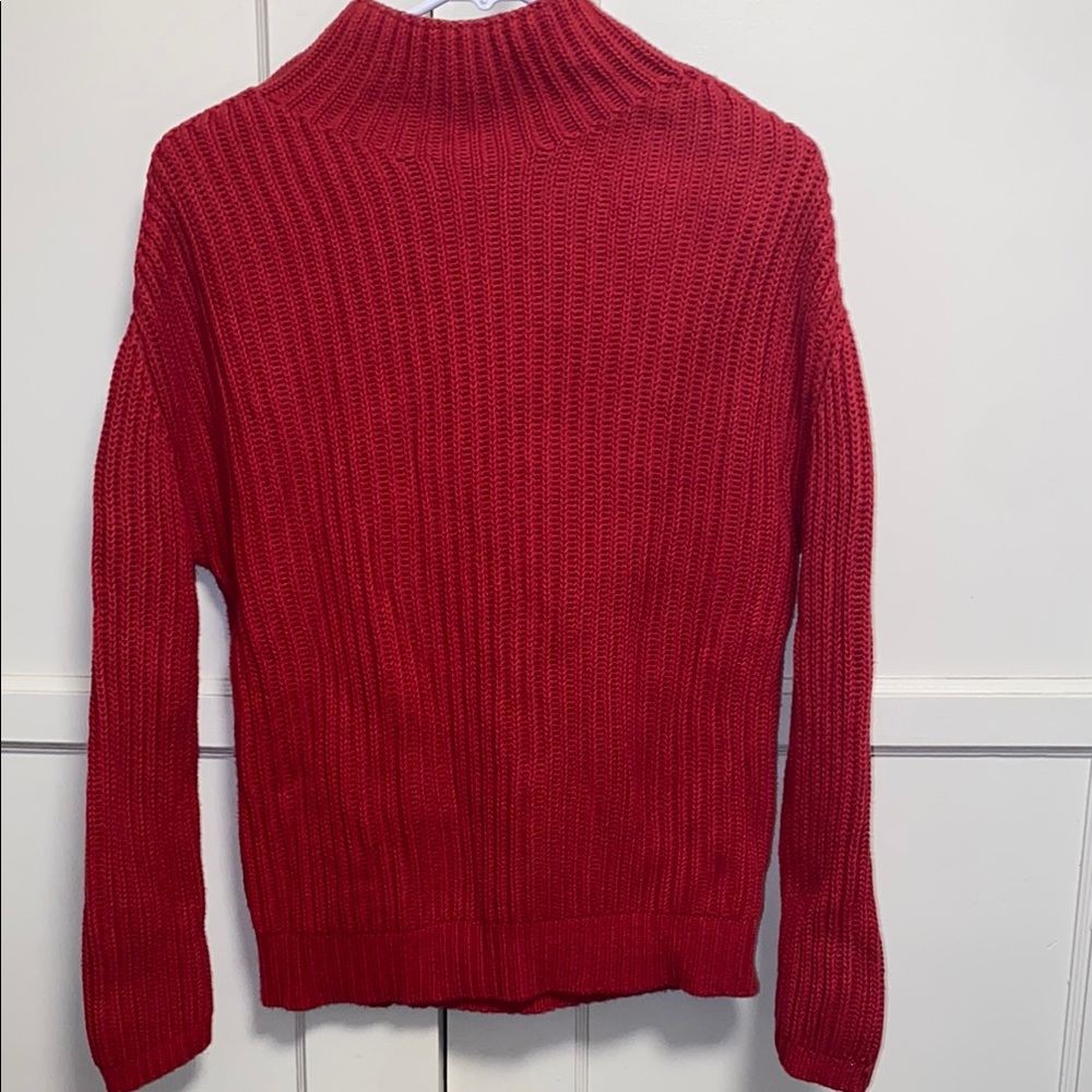 GAP Small Red Turtleneck Sweater with Ribbed Knit